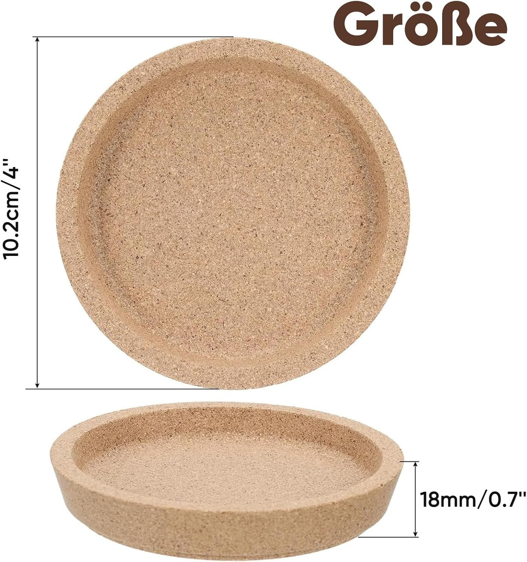 16 Stück Korkuntersetzer Rund,10cm Extra Dick Kork Absorbierende HitzebestäNdige Untersetzer,Wiederv