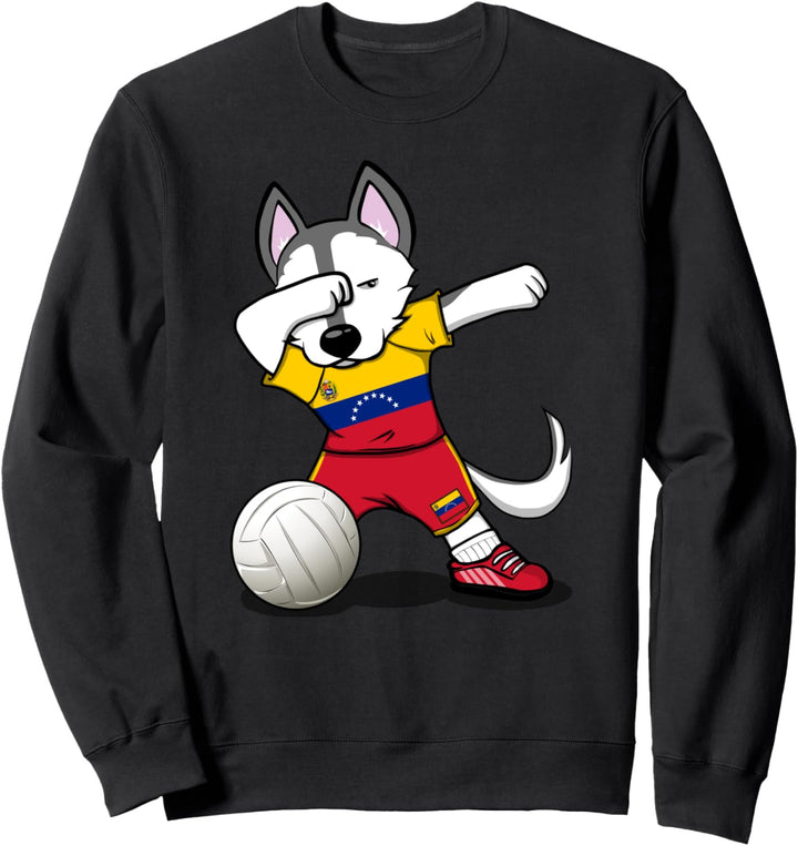 Dabbing Husky Venezuela Volleyball - Venezolanische Flagge Sweatshirt