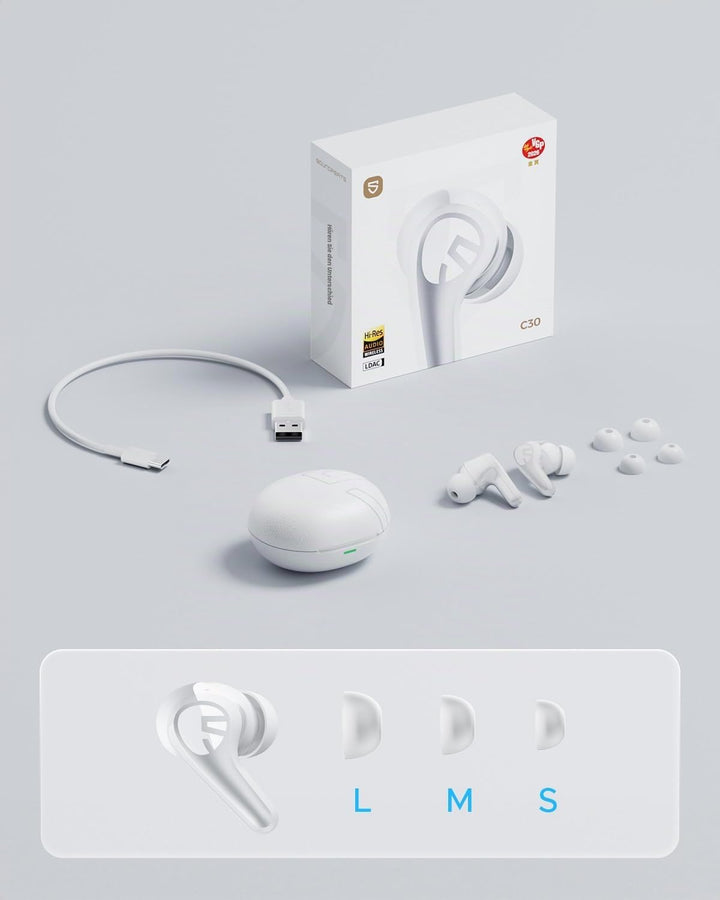 SoundPEATS C30 Noise Cancelling kopfhörer, Bluetooth Kopfhörer mit Hi-Res LDAC, 12mm Treiber, 52 Std
