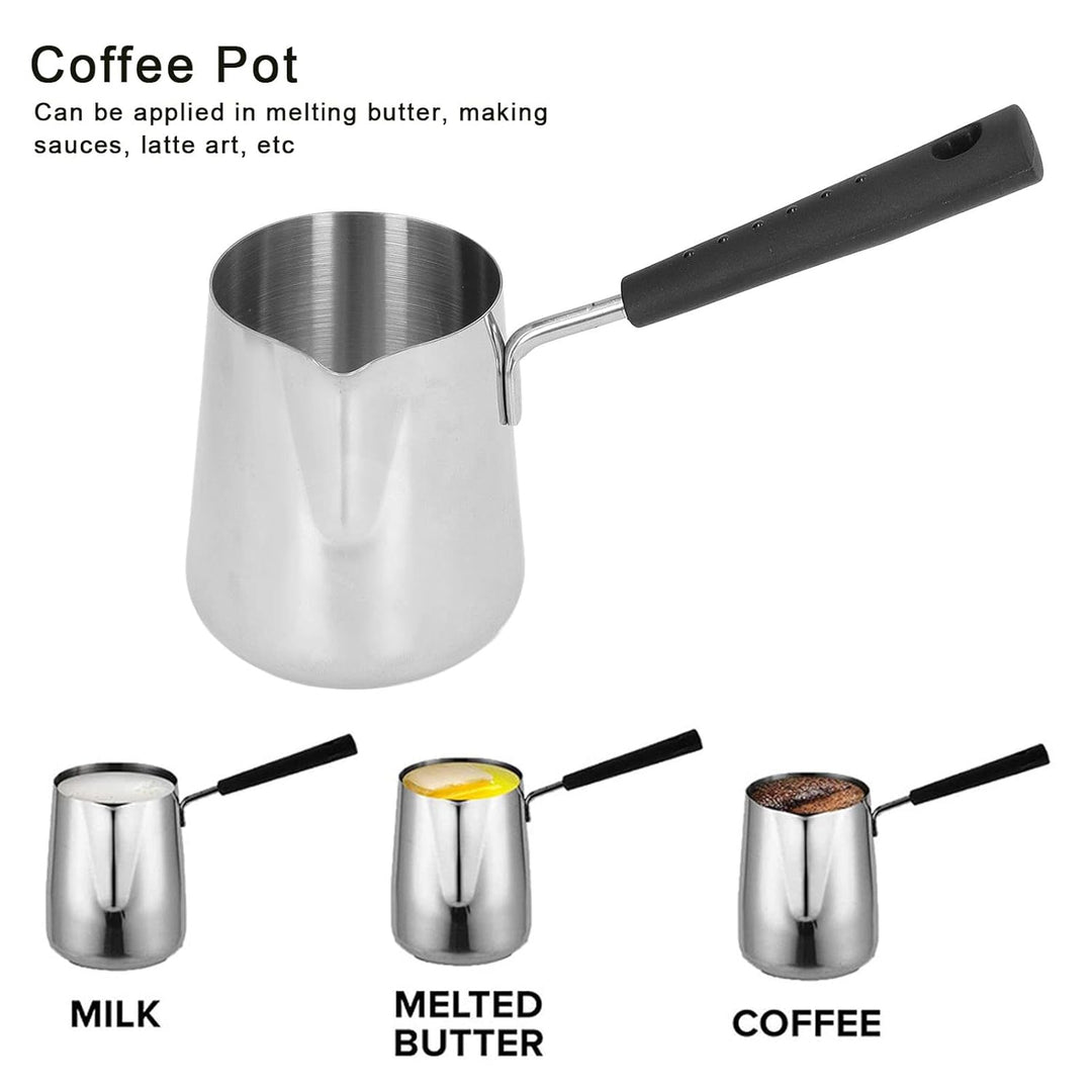 Mini-Butterwärmer aus Edelstahl und Heiztopf für Türkischen Kaffee mit Ausgiesser, Milchschmelztopf,