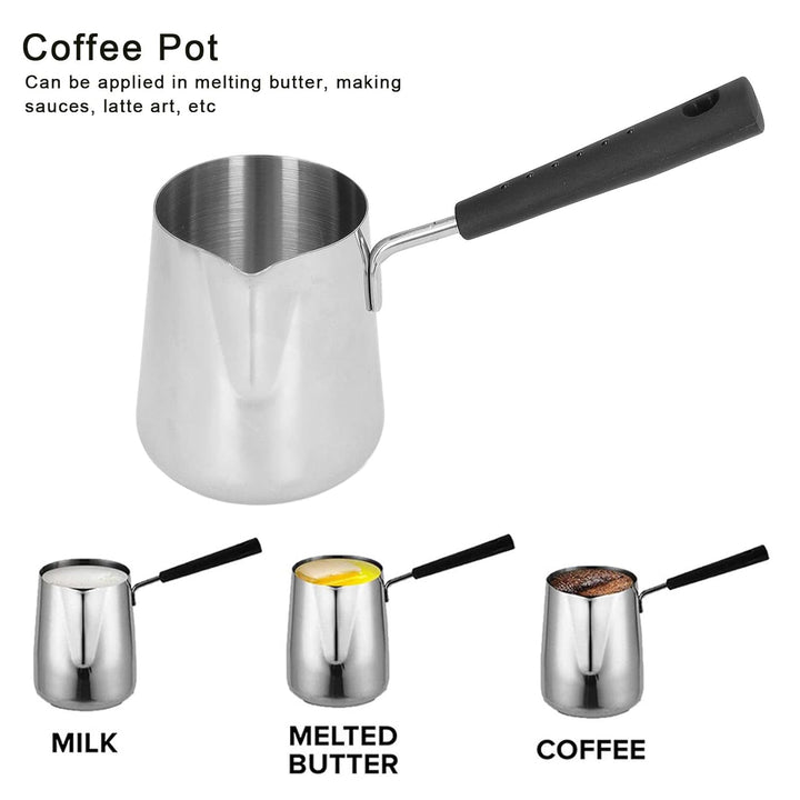 Mini-Butterwärmer aus Edelstahl und Heiztopf für Türkischen Kaffee mit Ausgiesser, Milchschmelztopf,