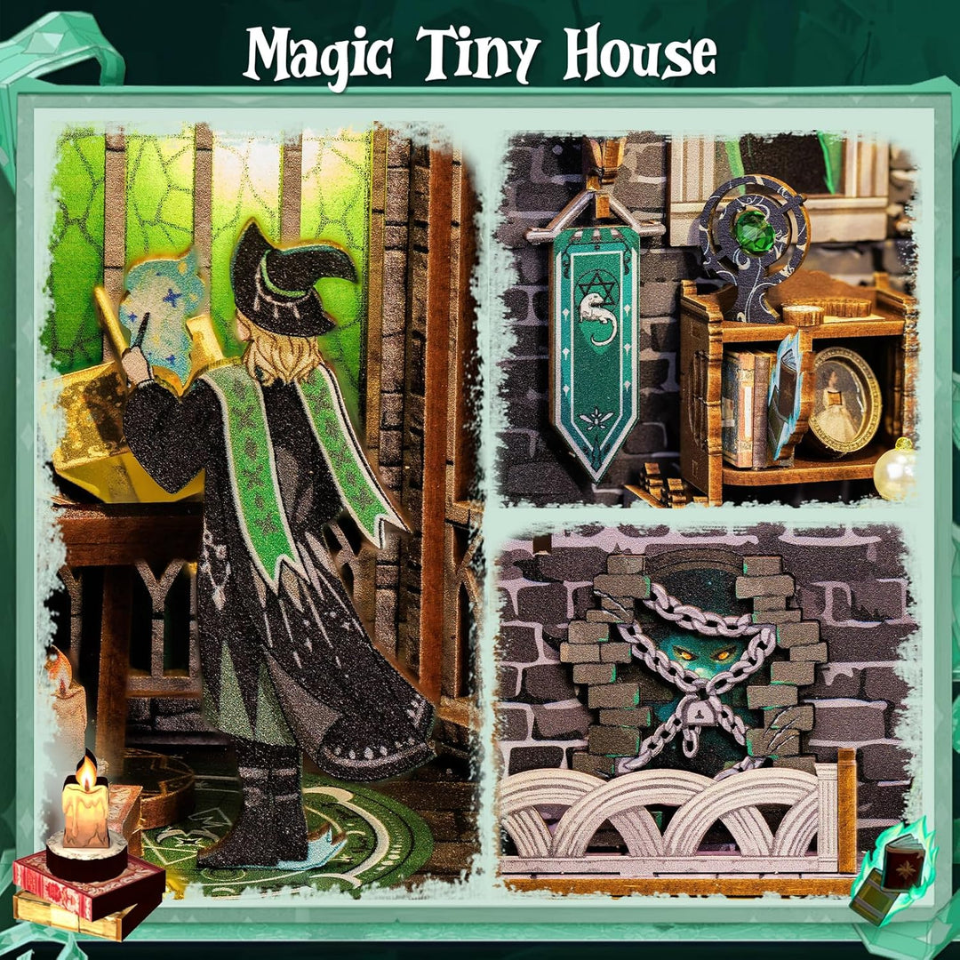 CUTEBEE Book Nook DIY Kit – DIY Puppenhäuser Miniatur Haus Kit mit Möbeln und LED-Licht, 3D Puzzle B