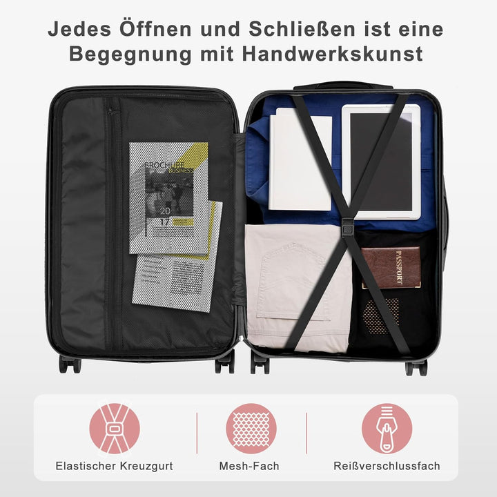 LEADZM Kofferset 5 teilig mit Kosmetikkoffer, Koffer Set Hartschalen-Trolley aus ABS, Reisekoffer Se