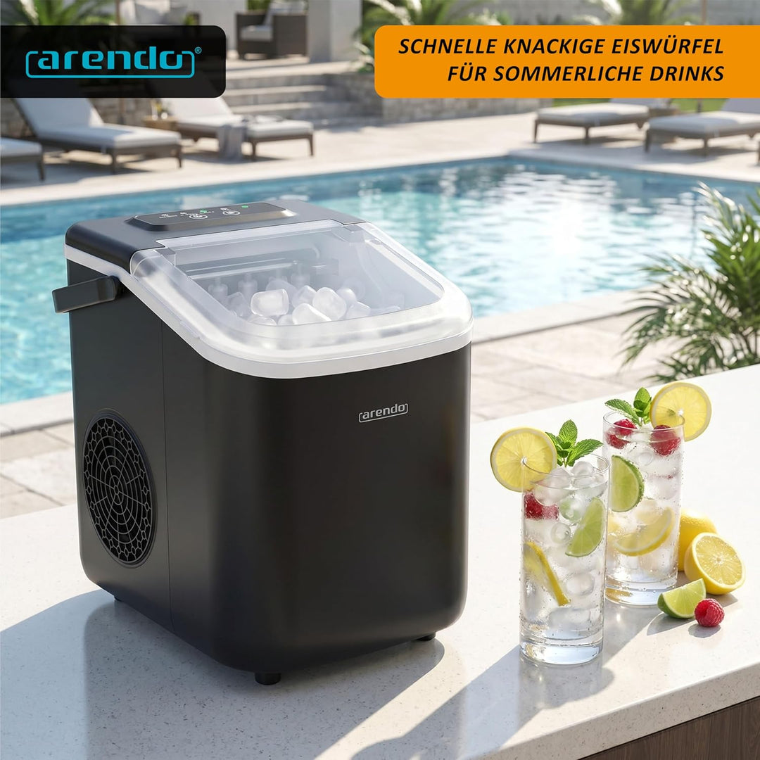 Arendo - Eiswürfelmaschine klein – max. 12 kg Eis pro Tag – 2 Grössen grosse Würfel und kleine Würfe