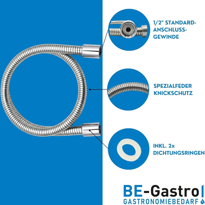 BE-GASTRO® I Profi Gastroschlauch 100cm – Ersatzschlauch für Gastronomie Küchenarmatur &amp; Pendelbraus