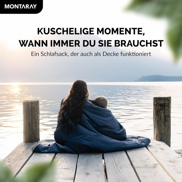 Deckenschlafsack mit Kapuze bis -3°C INKL. Kissen - Outdoor Winter-Schlafsack & Sommer-Schlafsack 3-