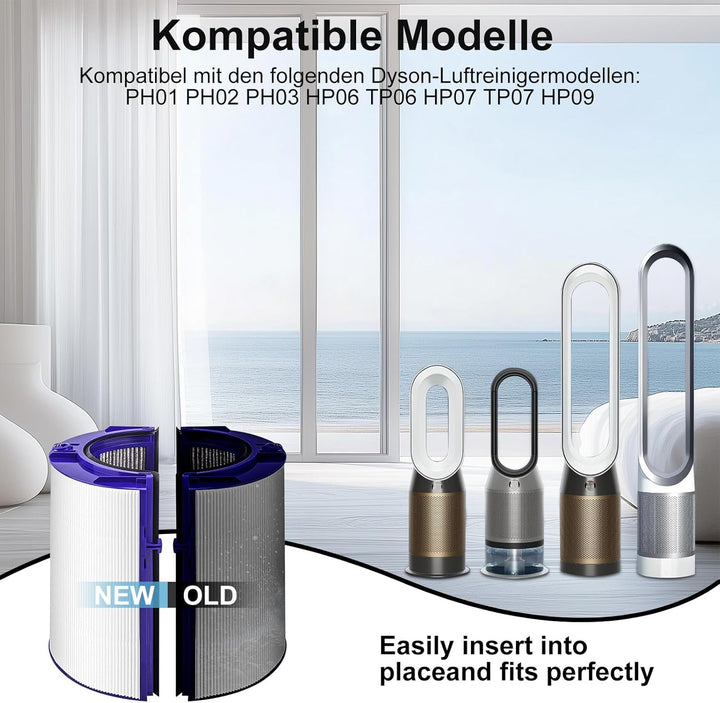 Ersatzfilter für Dyson Luftreiniger, HEPA Filter Kompatibel mit Dyson PH01 Pure Humidify+Cool, HP06