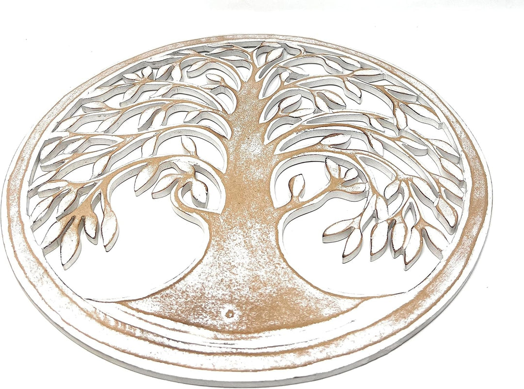 TRINTURA Wandbild Baum des Lebens Mandala Beringin 60cm (White) Lebensbaum