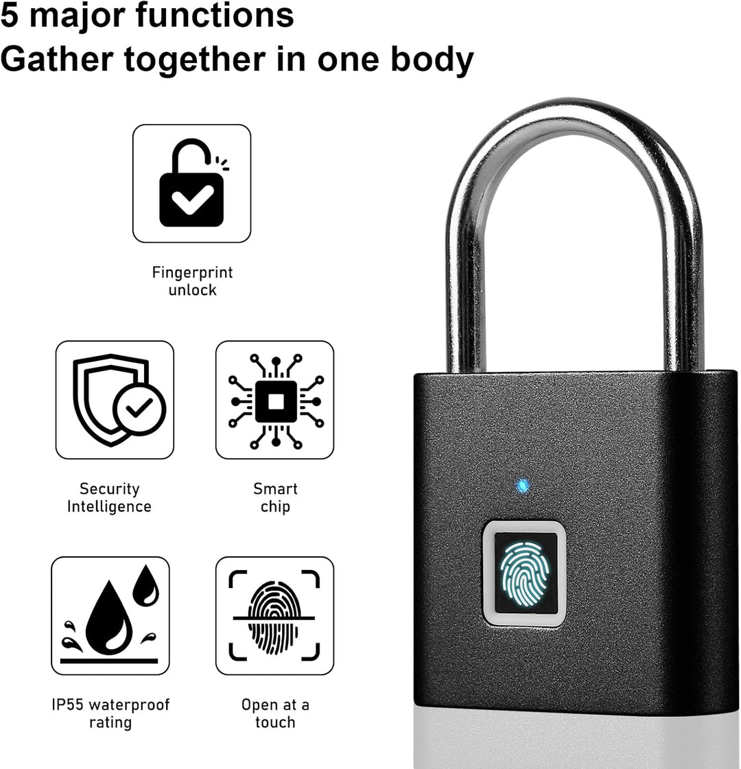 Fingerabdruck Schloss: Smart Schloss Wasserdicht, Schloss mit Fingerabdruck, Fingerabdruck Vorhänges