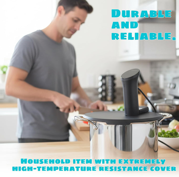 2 Sous Vide Deckel, Silikondeckel für Töpfe bis 28 cm, Sous Video Deckel Schwarz und Grau für Präzis