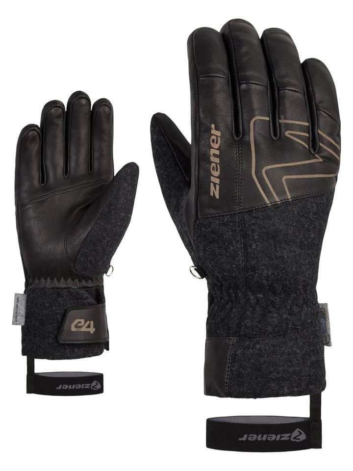 Ziener Herren Ganghofer Ski-Handschuh/Wintersport | extra warm, PFC frei, Wolle 9.5 Schwarz, 9.5 Sch