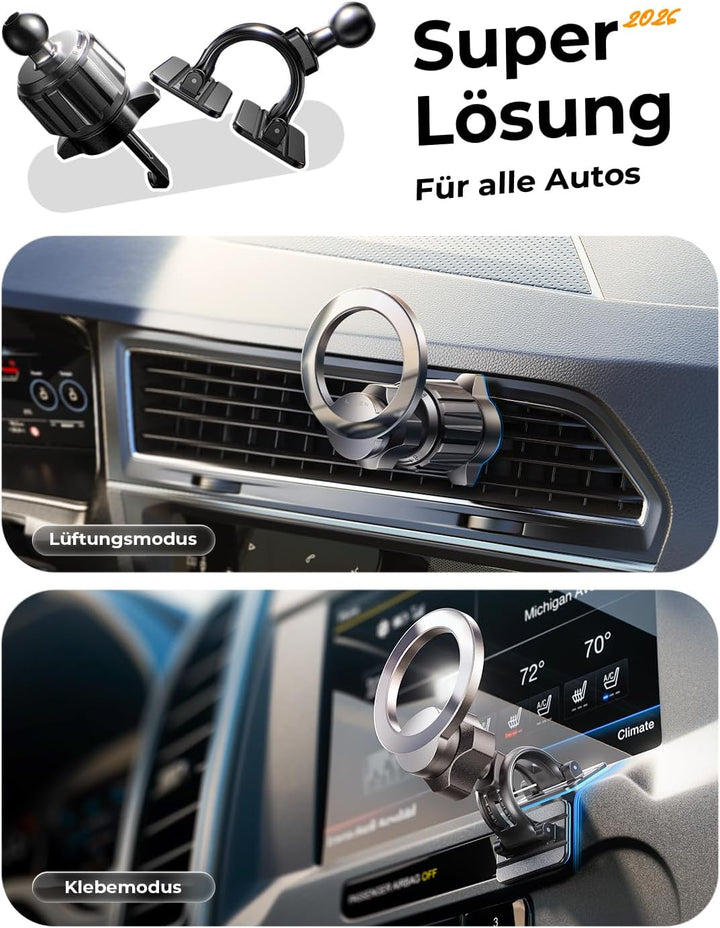 LISEN für Magsafe Autohalterung, 24X Magnet Handyhalterung Auto Magnetische, 360° Drehbar Handy Halt