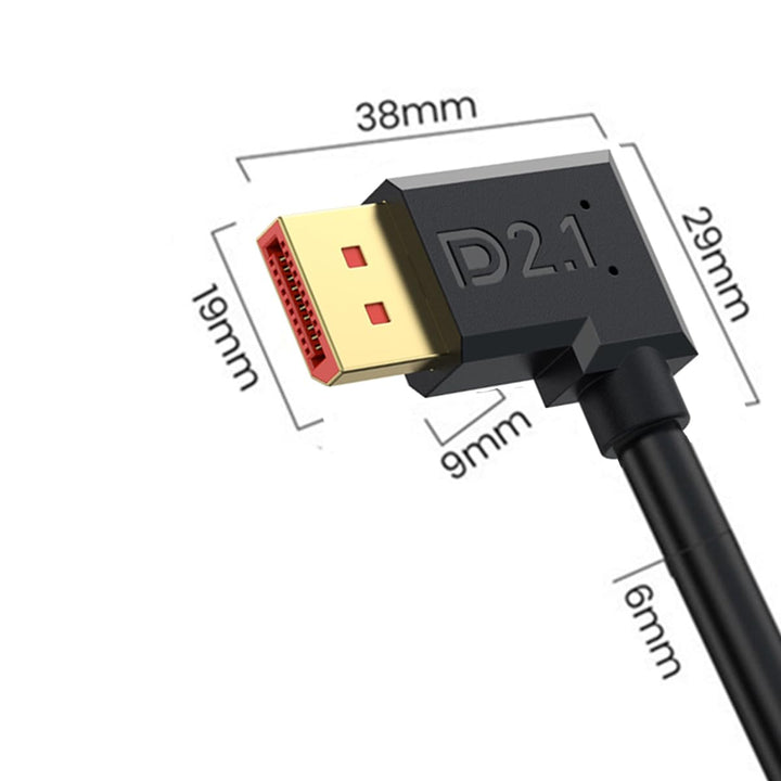 52Gbps DisplayPort 2.1 Extender Kabel, 90 Grad Winkel DP männlich zu weiblich Extension Kabel Unters