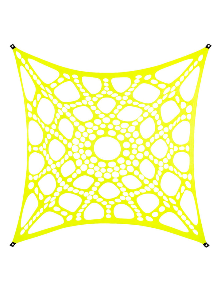 PSYWORK Schwarzlicht Segel Spandex Neon Spiderweb Gelb, 3x3m, Gelb