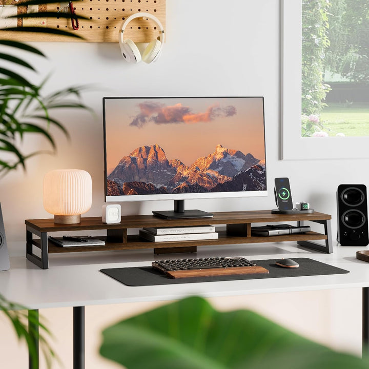 Fenge Dual Monitorständer Riser 108cm Grosse Computer Bildschirmständer für PC/Laptop/Fax/Drucker/TV
