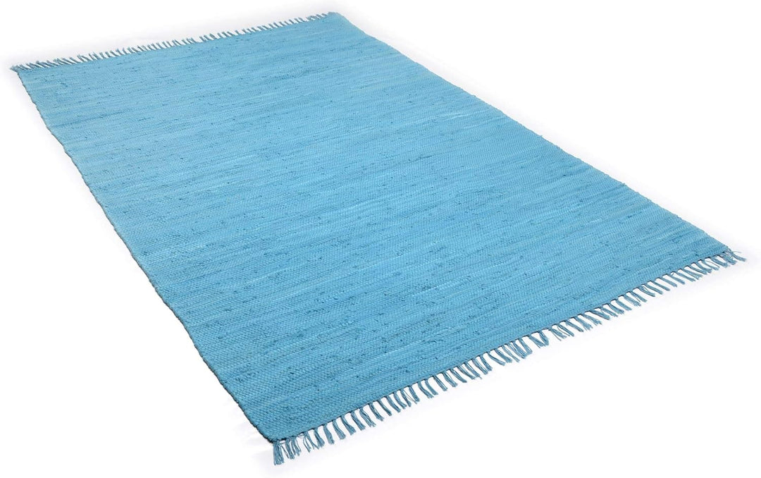 Theko | Dhurry Teppich aus 100% Baumwolle Flachgewebe Teppich Happy Cotton | handgewebt | Farbe: Tür