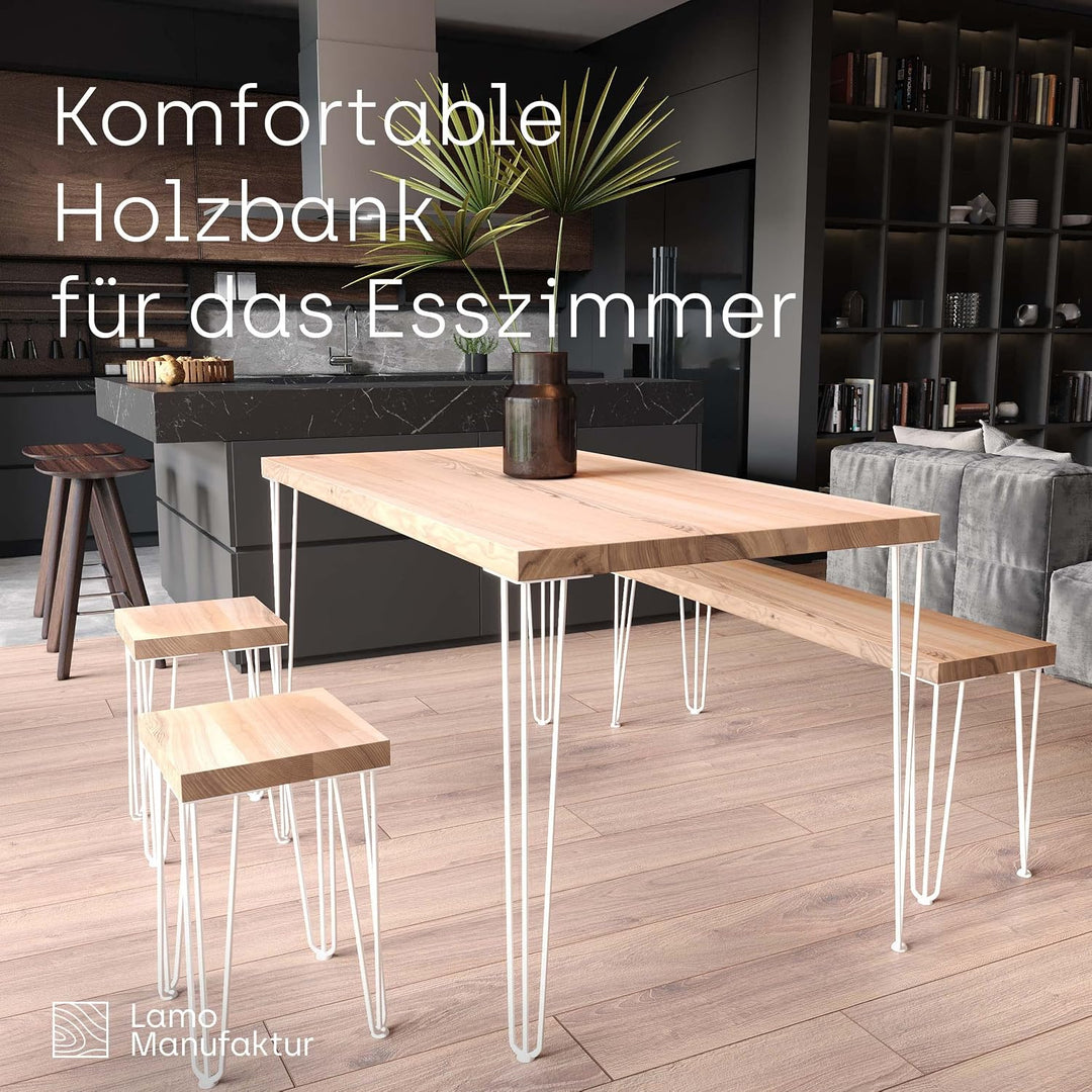 LAMO Manufaktur Sitzbank Flur Holzbank Bettbank 30x40x47 cm, Möbelfüsse Creative Weiss/Rustikal, LSB