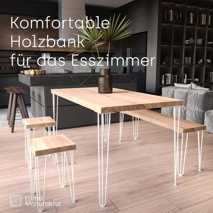 LAMO Manufaktur Hocker Beistelltisch Sitzbank Bettbank 30x30x47 cm, Möbelfüsse Creative Weiss/Rustik
