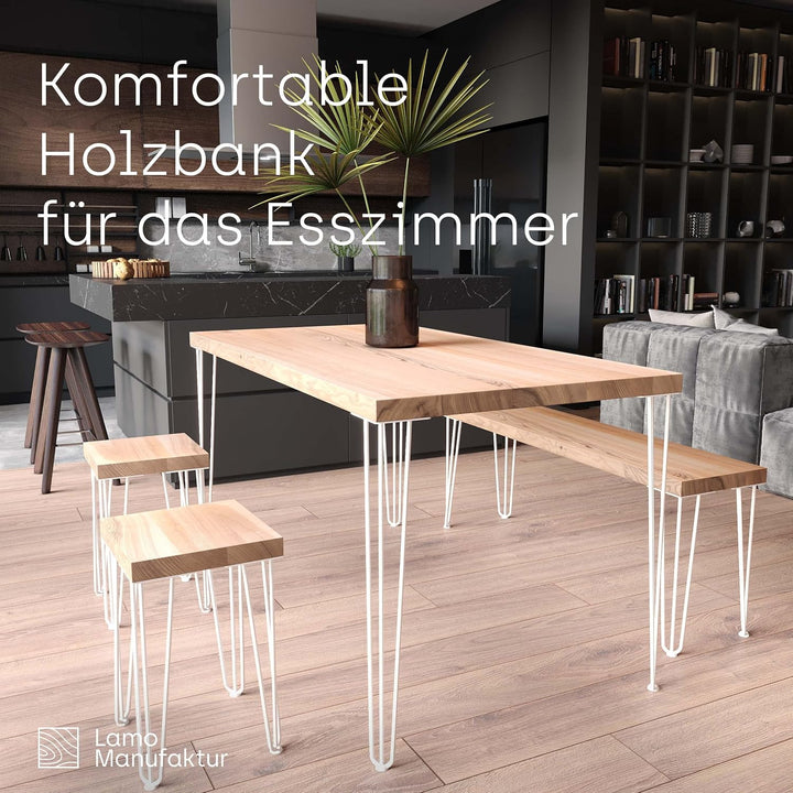 LAMO Manufaktur Sitzbank Flur Holzbank Bettbank 30x80x47 cm, Möbelfüsse Creative Weiss/Rustikal, LSB