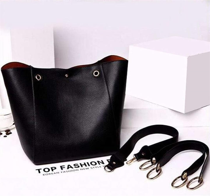 Valleycomfy Handtasche Damen Gross Shopper Tasche Leder Schwarz Klassisch Shopping Bag