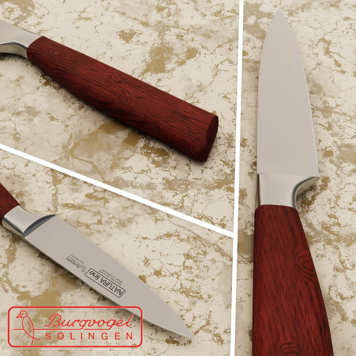 Burgvogel Solingen Natura Line, Spickmesser Holzgriff, rot satiniert, geschmiedet, 10 cm, sehr schar