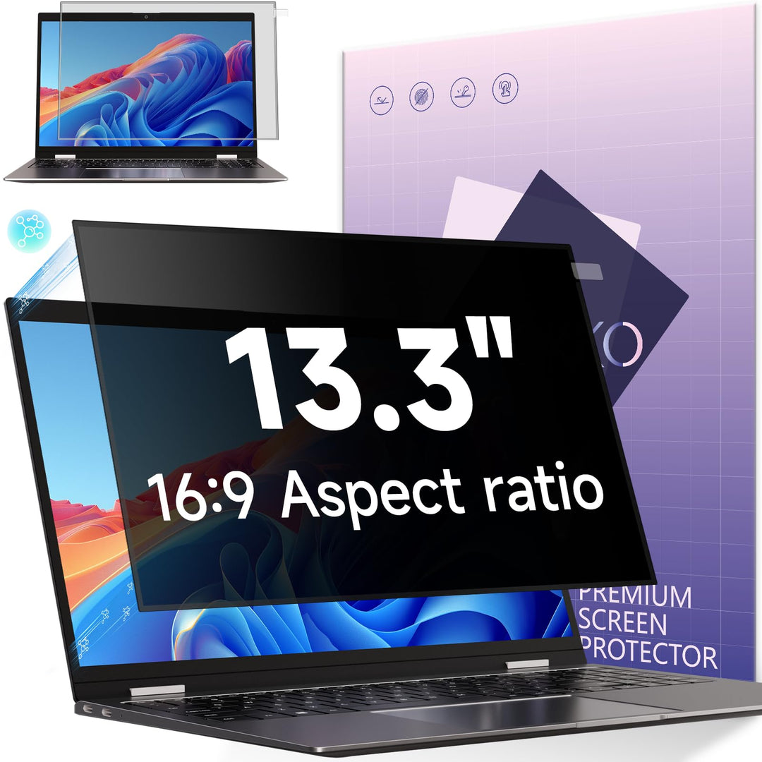 Blickschutzfolie für Laptop 13,3 Zoll 16:9, Anti Glare & Blaulichtfilternd, Mit Randseitigen Klebest