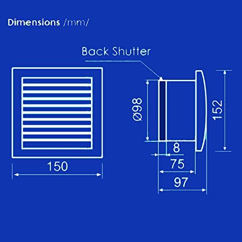 MMVG Badlüfter 100 mm mit Rückschlagklappe,Timer Nachlauf, Feuchtesteuerung 95 m3/h, Hergestellt im