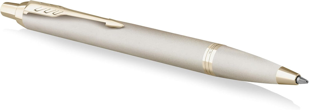 PARKER IM Einfarbiger Kugelschreiber | Champagner-Finish und Zierleisten | mittlere Spitze | blaue T