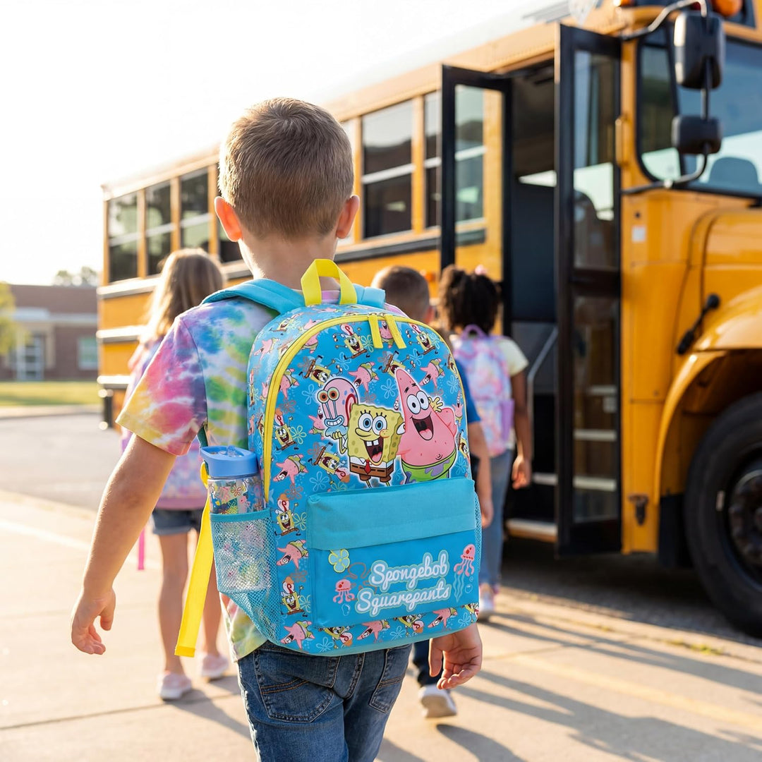 Get Trend Spongebob Schwammkopf Rucksack Kinder Set, Kinderrucksack & Trinkflasche, 500ml Schule Spo