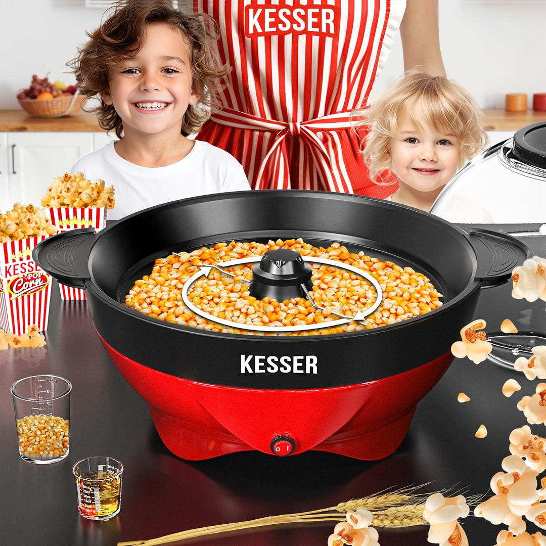KESSER® Popcornmaschine Gross 800W | Popcorn-Maker 5,5l Inhalt mit Antihaftbeschichtung Deckel & Ser