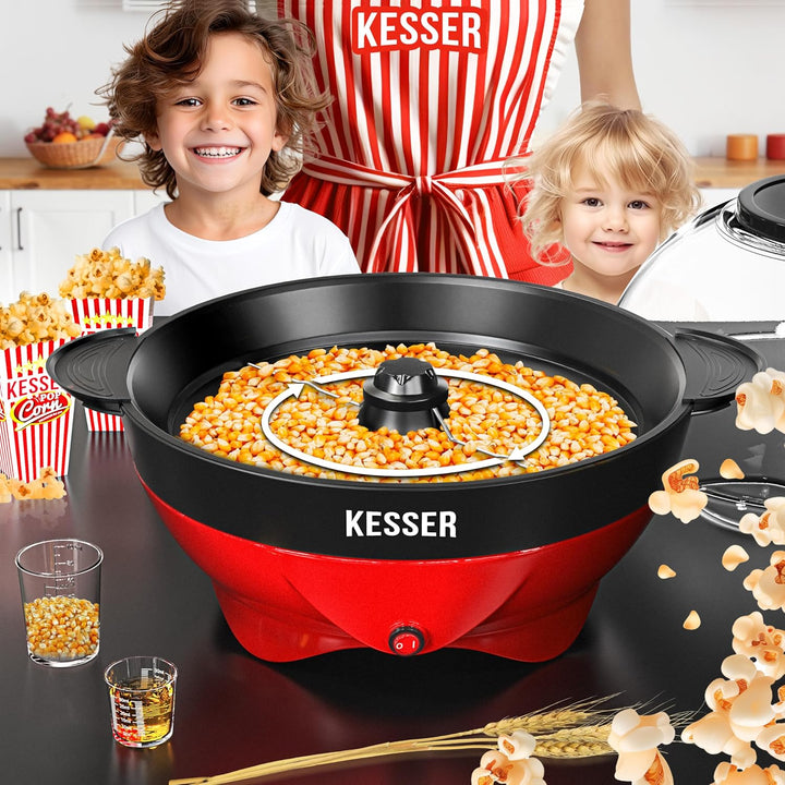 KESSER® Popcornmaschine Gross 800W | Popcorn-Maker 5,5l Inhalt mit Antihaftbeschichtung Deckel & Ser