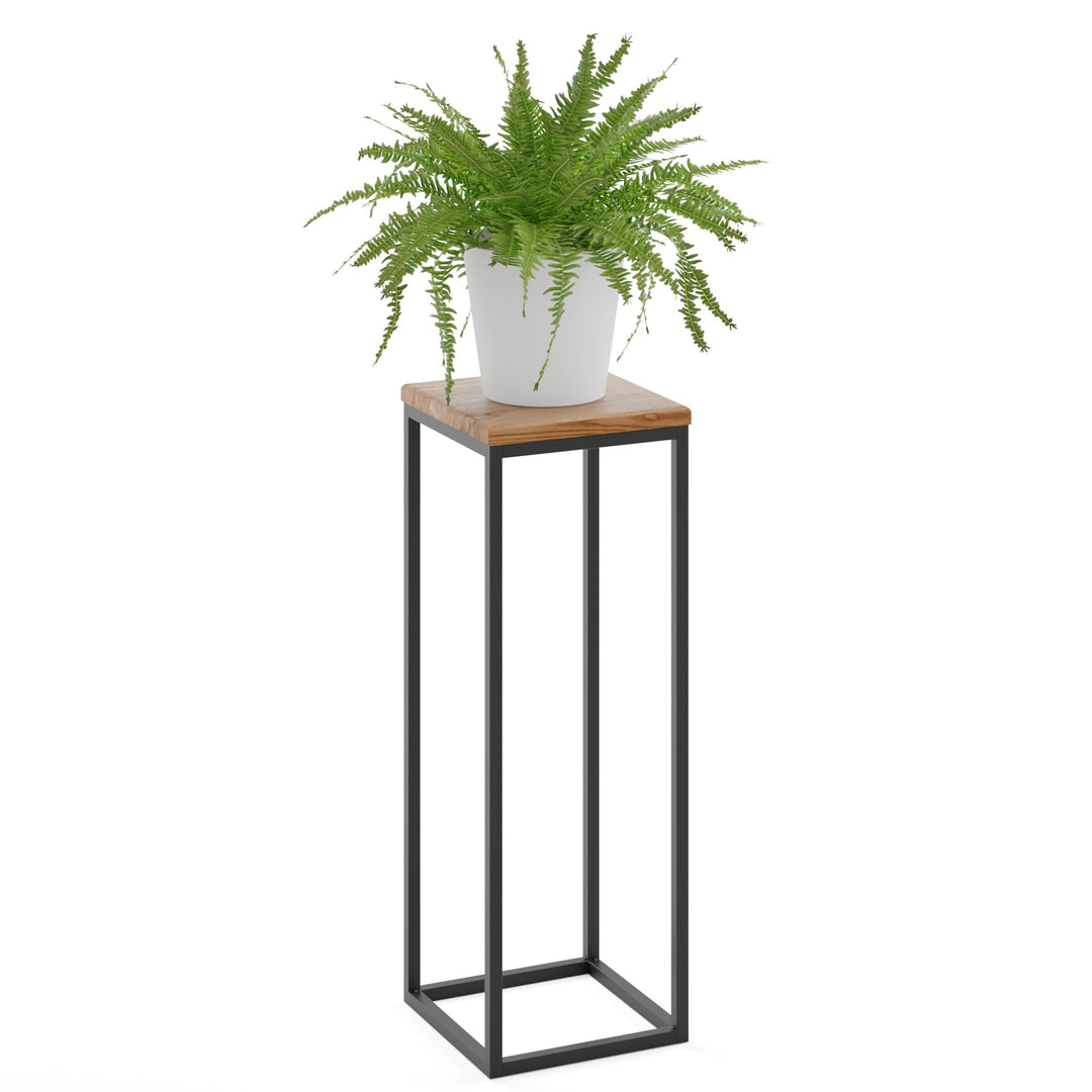 LAMO Manufaktur Blumenständer Metall Schwarz | Pflanzenständer Holz mit Rustikal Farbe | Blumenhocke