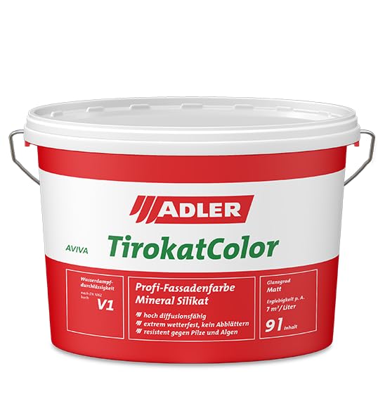 ADLER AVIVA Tirokat-Color - 1 Liter - B28/4 Aluminium - Wetterbeständige, mineralische Fassadenfarbe