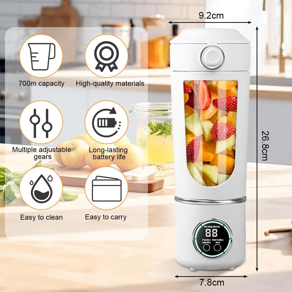 Tragbarer Mixer, 700 ml kleiner Smoothie Mixer, Mini-Standmixer mit 12 Edelstahlklingen und Digitala