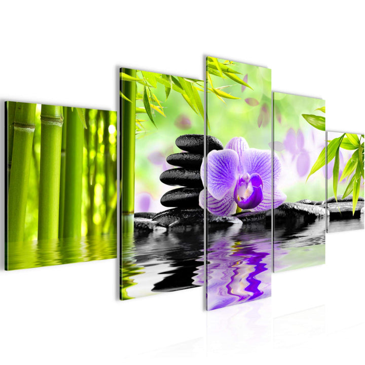 Runa Art Wandbilder Orchidee Feng Shui 5 Teilig Bild auf Vlies Leinwand Deko Wohnzimmer Schlafzimmer