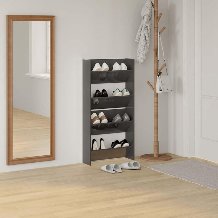 2 Stück 60x18x60 cm Wand Schuhschrank mit 2 Kippböden Schuhregal Schmal Schuhbank Shoe Rack Schuhkip