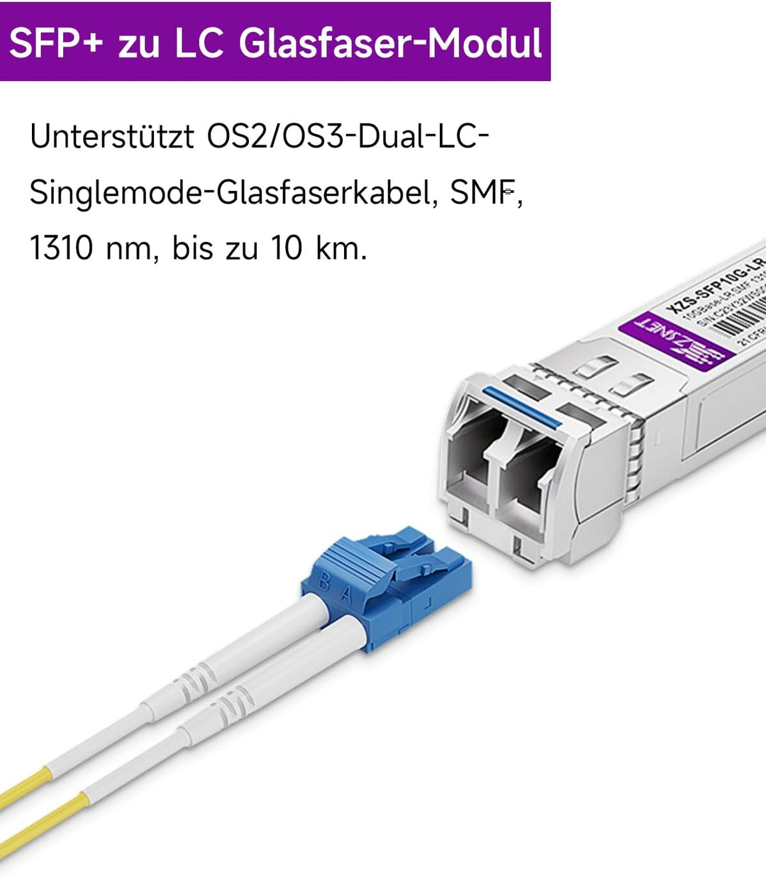 10GBASE-LR SFP+ Transceiver, 10G SFP+ zu LC Singlemode Fiber Modul für Cisco SFP-10G-LR, Ubiquiti Un
