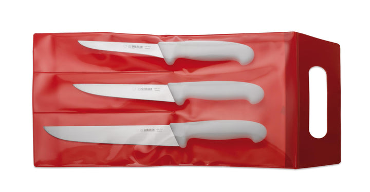 Fleischermesser Set 3-tlg. – Profi Metzgermesser-Satz (Schlachtmesser 24 cm, Ausbeinmesser 13 cm, St