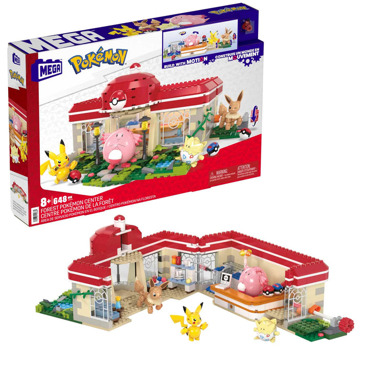 Mega Pokémon Bauset, 648 Teile, mit Pikachu, Chaneira, Evoli und Togepi, Bauspielzeug für Kinder und