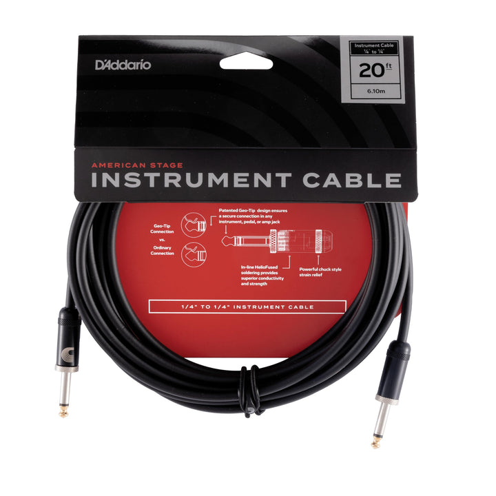 Planet Waves PW-AMSG-20 American Stage Instrumentenkabel 6,1m (20 Fuss) schwarz 20 Feet Gerade Enden