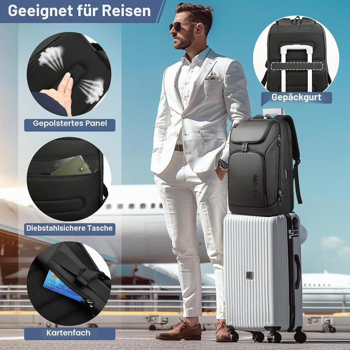 Rucksack Herren Gross 30L Laptop Rucksack 17,3 zoll Business Rucksack Wasserdicht Reiserucksack mit