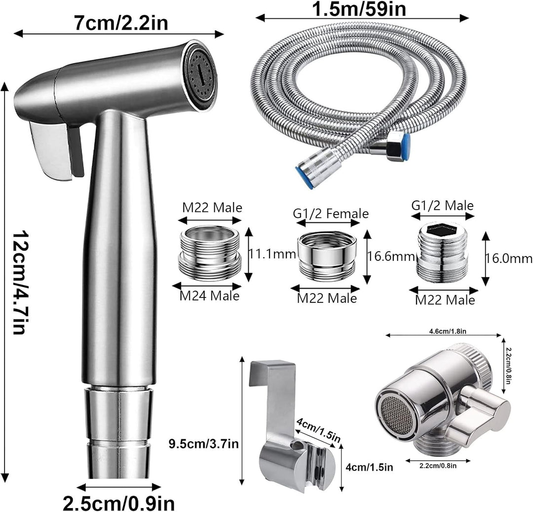 Bidet Edelstahl Handbrause, handgehaltenes Bidet muslimische Edelstahldusche und Baby-Stoffwindelspr