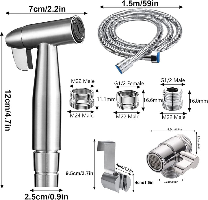 Bidet Edelstahl Handbrause, handgehaltenes Bidet muslimische Edelstahldusche und Baby-Stoffwindelspr