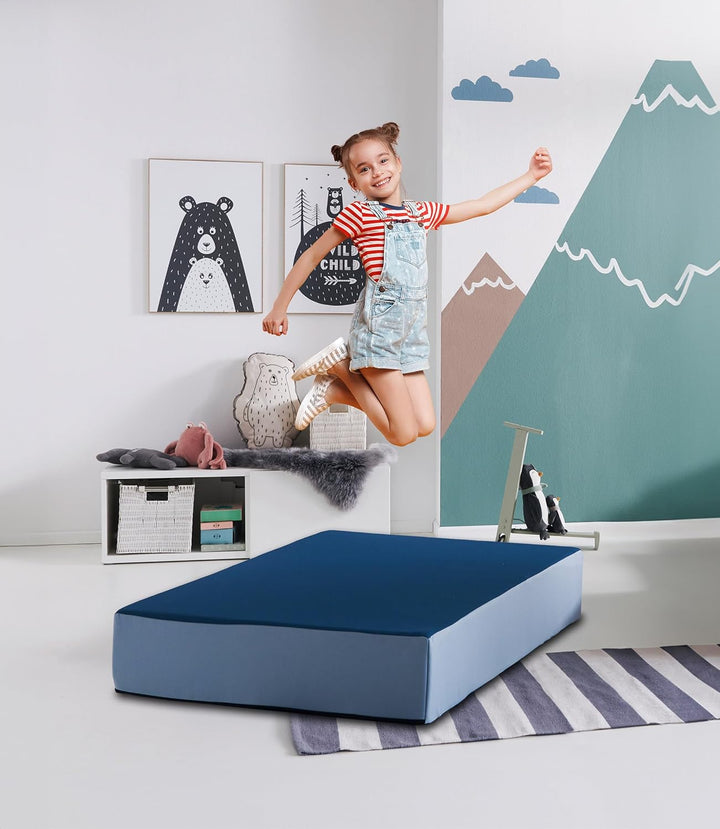 Jump Hüpfpolster 99 x 75 x 18 cm - blau oder rosa - Hüpfmatratze für Kinder ab 3 Jahre bis 40 kg - S