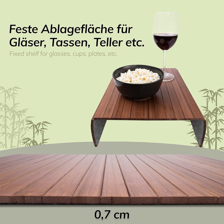 BAM BOO BOX Sofatablett aus Bambus - Couch Tablett flexibel - Sofatablett Armlehne - Sofa Tablett Ho