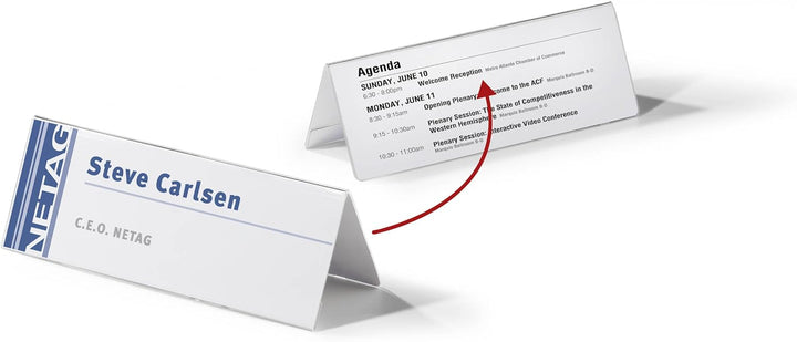 Durable Namensschild Dachaufsteller (Acryl, 61/122 x 210 mm) 10 Stück, transparent, 803419, 61/122 x