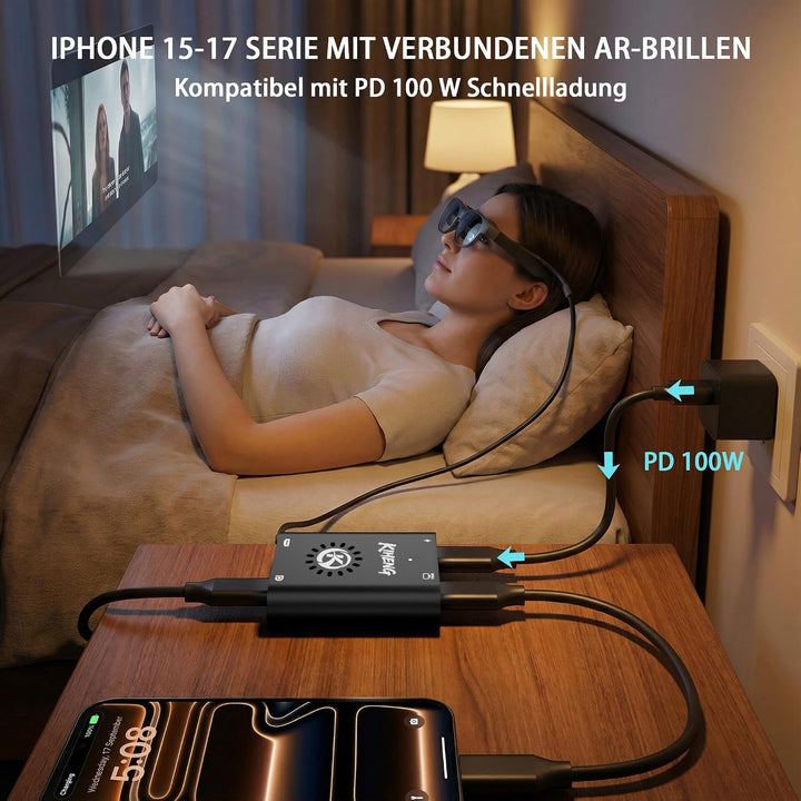 USB-C-auf-HDMI-und USB-C-Dual-Display-Adapter,Stromversorgung auf AR-Brille und HDMI/Type-C-Monitore