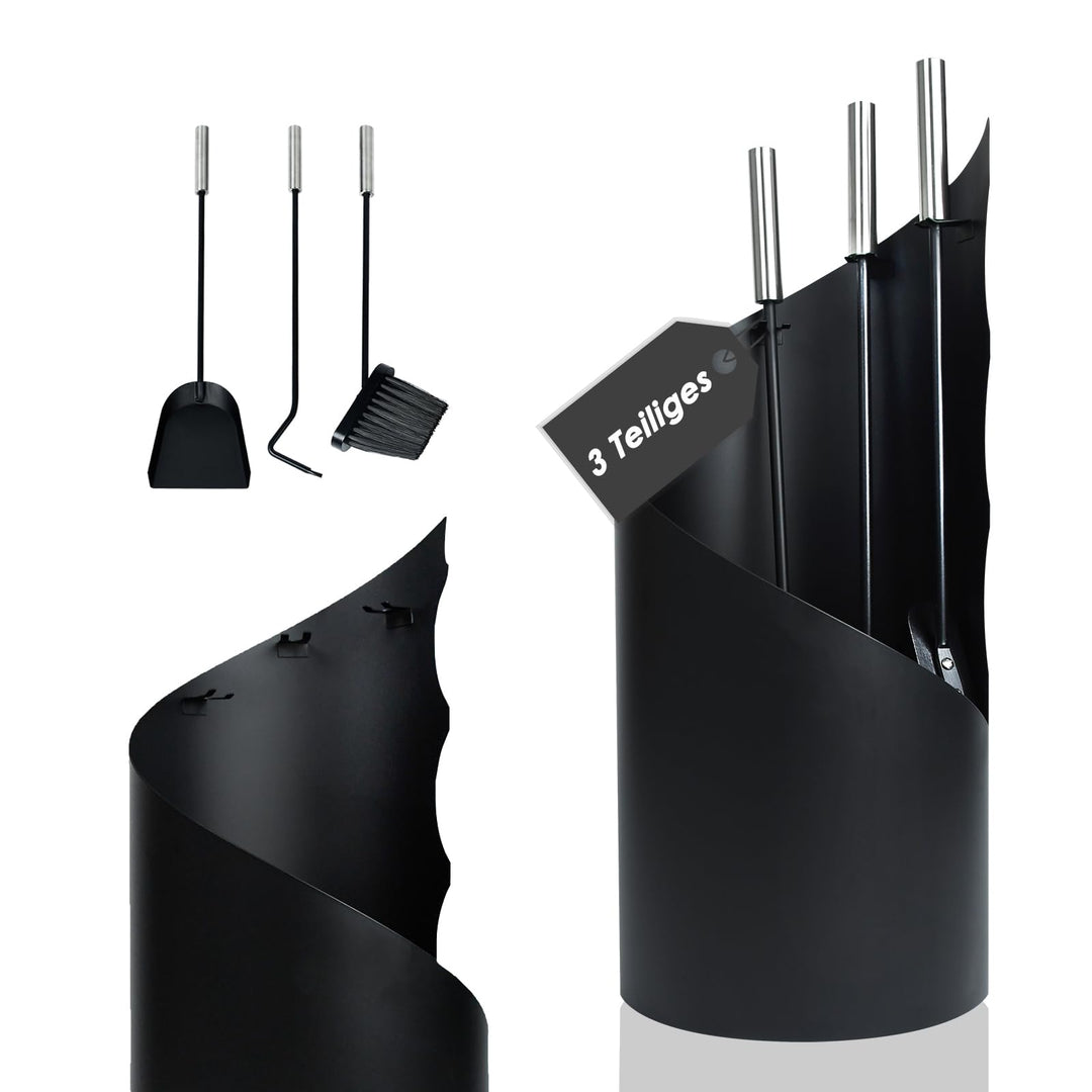 Kaminbesteck Mit 3 teilig modern kaminofen zubehör-Kaminschaufel, Ascheschaufel, Ständer,Mit griff K