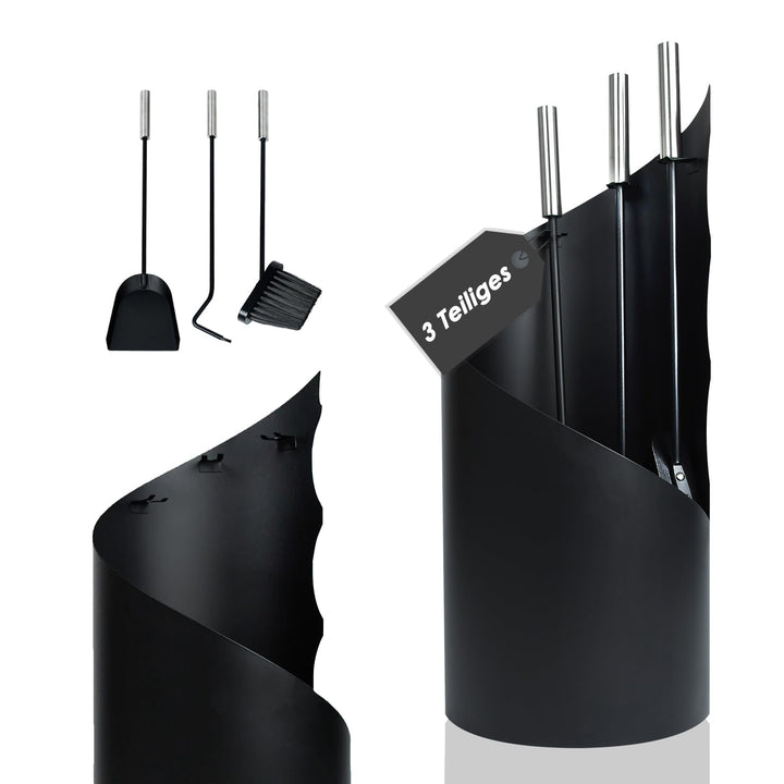 Kaminbesteck Mit 3 teilig modern kaminofen zubehör-Kaminschaufel, Ascheschaufel, Ständer,Mit griff K