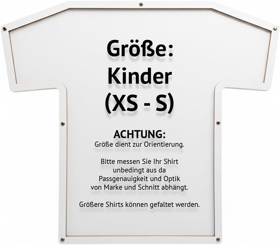 Trikotrahmen in T-Form, Kinder (XS - S), Weiss, für T-Shirts, Fussballtrikots, Sporttrikots, bruchsi